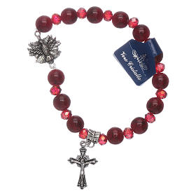 Bracelet Holy Spirit with glass grains 8 mm and red crystal