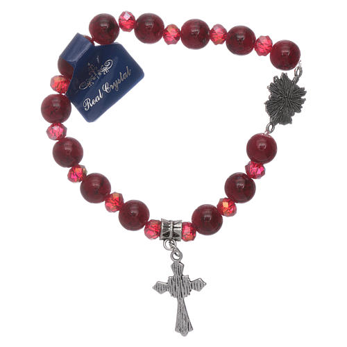 Bracelet Holy Spirit with glass grains 8 mm and red crystal 2
