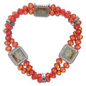 Bracelet double turn with Fatima and red crystal grains