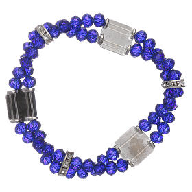 Pulseiras Variadas: Pulseira Fátima com contas cristal azul escuro dupla Pulseiras Variadas: Pulseira Fátima com contas cristal azul escuro dupla