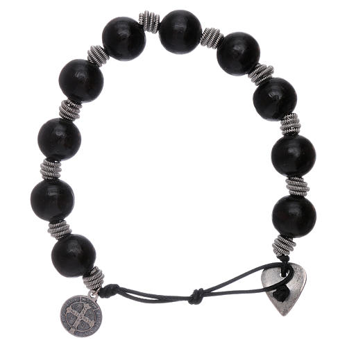 Dozen rosary bracelet Saint Benedict grains 12 mm wood 2