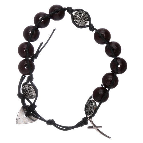 Dozen rosary bracelet Saint Benedict grains 8 mm wood 2