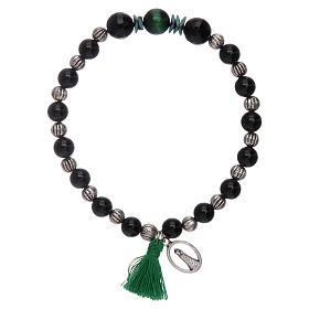 Pulseiras Variadas: Pulseira medalha Nossa Senhora do Loreto ónix 6 mm