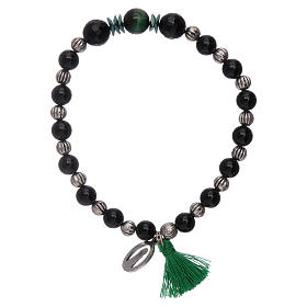 Pulseiras Variadas: Pulseira medalha Nossa Senhora do Loreto ónix 6 mm