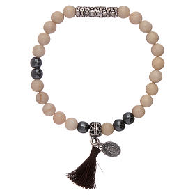 Stone bracelet with Miraculous Virgin Mary medalet