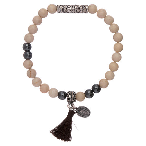 Stone bracelet with Miraculous Virgin Mary medalet 1