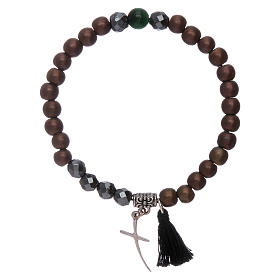 Pulseiras Variadas: Pulseira cruz estilizada e contas hematita