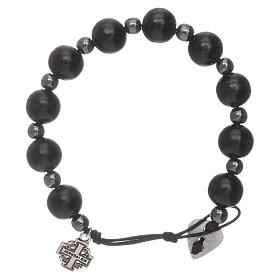 Dozen rosary bracelet with Jerusalem cross wood and Zinc alloy