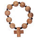 Zehner Armband Holz Kreuz und Perlen s1