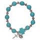 Elastic bracelet turquoise glass grains 10 mm with cross s1