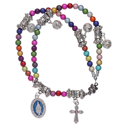 Rosary bracelet acrylic grains multicoloured with charms 1