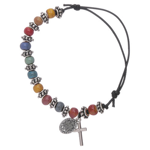 Zehner Armband multicolor Glas Perlen 7x5mm und Metall Perlen 2