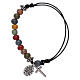 Bracciale grani vetro multicolore 7x5 mm cordoncino nero s2