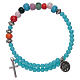 Bracelet with 4 mm light blue and multicoloured glass grains s2