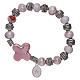 Elastic bracelet with ceramic grains 10x8 mm and pink cross s2