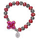 Elastic bracelet with ceramic grains 10x8 mm and red cross s1