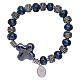 Bracelet élastique grains céramique 10x8 mm et croix bleue s2