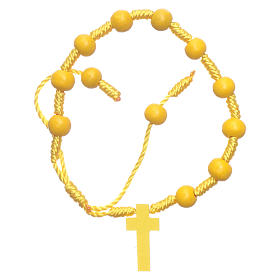 Bracelet in rope and wooden yellow grains diameter 8 mm