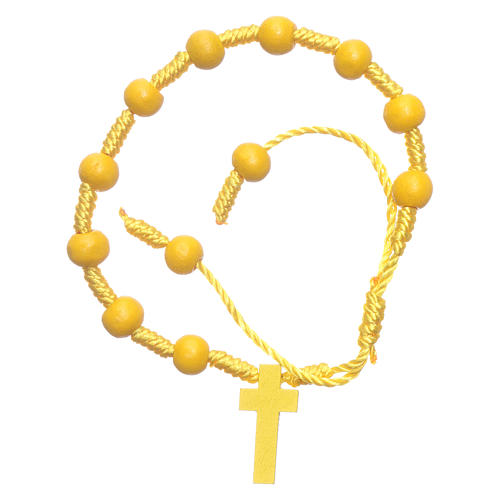 Bracelet in rope and wooden yellow grains diameter 8 mm 1