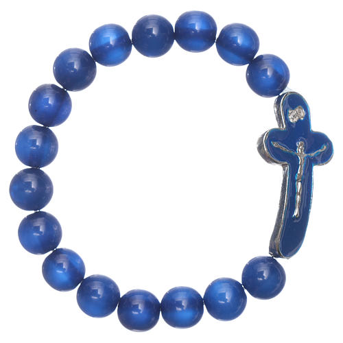 Bracelet mother of pearl imitation round blue 10 mm 1