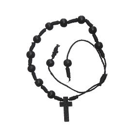 Bracelet with black rope and black grains 7 mm