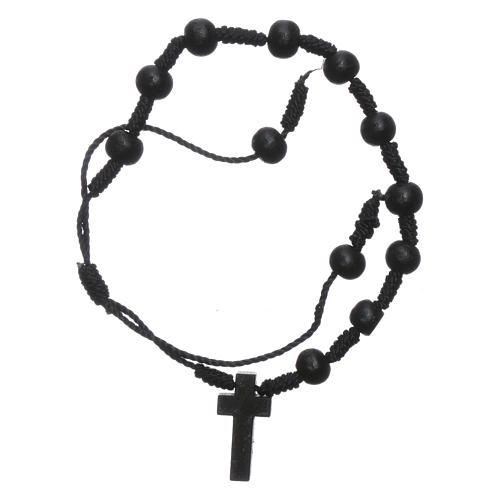 Bracelet with black rope and black grains 7 mm 1