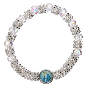 Elastischer Zehner Armband transparenten Kristall Perlen 3x5mm Bild Gottesmutter