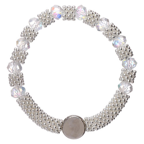 Elastischer Zehner Armband transparenten Kristall Perlen 3x5mm Bild Gottesmutter 2