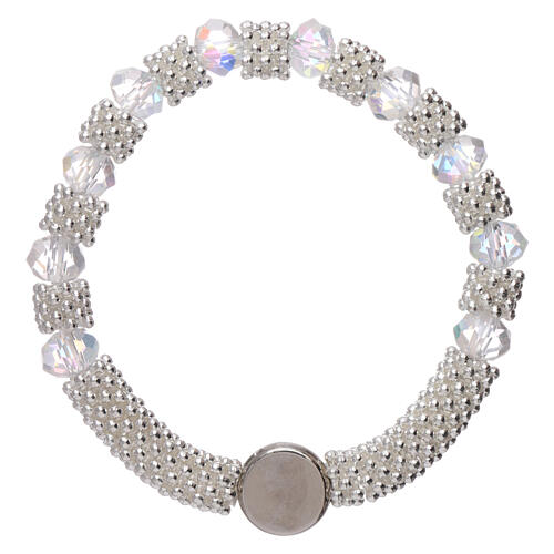 Decade rosary bracelet in semi-crystal with transparent faceted beads, 3x5 mm 2