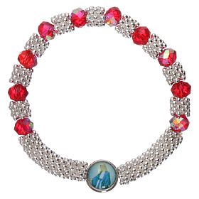 Rosary decade bracelet in semi-crystal with ruby red faceted grains 3x5 mm