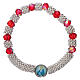 Catholic one decade rosary bracelet in semi-crystal with ruby red faceted beads, 3x5 mm s1