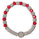 Catholic one decade rosary bracelet in semi-crystal with ruby red faceted beads, 3x5 mm s2