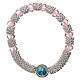 Catholic one decade bracelet in semi-crystal with pink beads, 3x5 mm s1