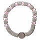 Catholic one decade bracelet in semi-crystal with pink beads, 3x5 mm s2