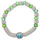 Elastischer Zehner Armband hellgrünen Kristall Perlen 3x5mm Bild Gottesmutter s1