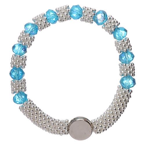 Elastischer Zehner Armband hellblauen Kristall Perlen 3x5mm Bild Gottesmutter 2