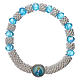 Elastischer Zehner Armband hellblauen Kristall Perlen 3x5mm Bild Gottesmutter s1