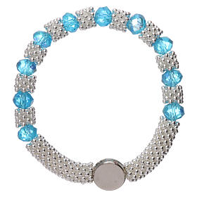Bracelet dizainier élastique semi-cristal bleu clair grains à facettes 3x5 mm