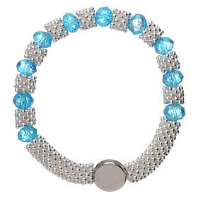 Catholic one decade bracelet in semi-crystal with light blue beads, 3x5 mm