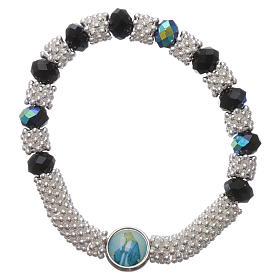 Elastischer Zehner Armband schwarzen Kristall Perlen 3x5mm Bild Gottesmutter