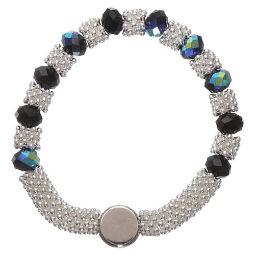 Elastischer Zehner Armband schwarzen Kristall Perlen 3x5mm Bild Gottesmutter 2