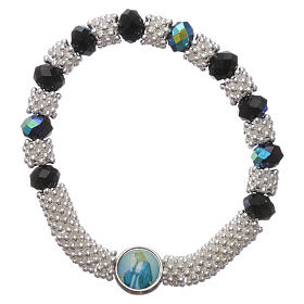 Catholic decade rosary bracelet in semi-crystal with black beads, 3x5 mm