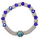 Elastischer Zehner Armband blauen Kristall Perlen 3x5mm Bild Gottesmutter s1