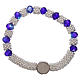 Elastischer Zehner Armband blauen Kristall Perlen 3x5mm Bild Gottesmutter s2