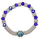 Catholic one decade rosary bracelet in semi-crystal with blue faceted beads, 3x5 mm s1