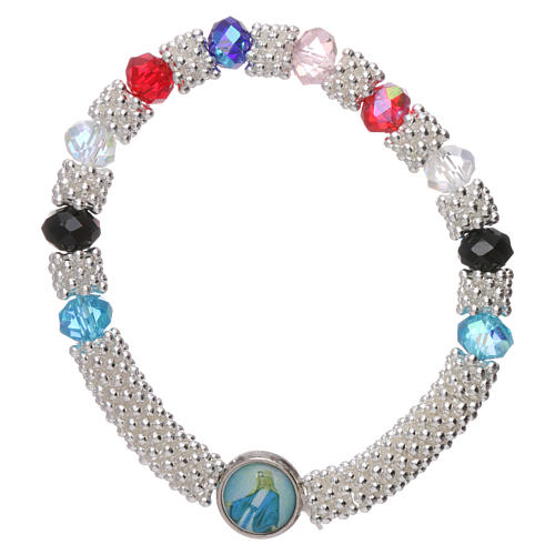 Elastischer Zehner Armband Kristall Perlen 3x5mm Bild Gottesmutter 1