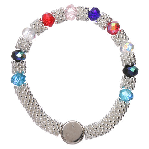 Bracciale decina elastico mezzo cristallo multicolore grani sfaccettati 3x5 mm 2