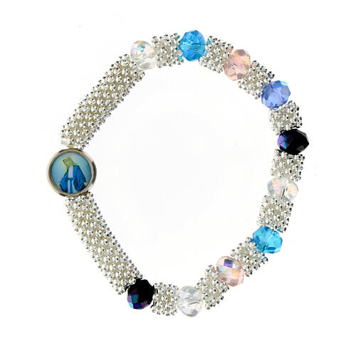 Bracciale decina elastico mezzo cristallo multicolore grani sfaccettati 3x5 mm 3