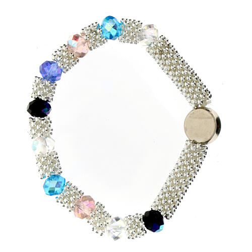 Bracciale decina elastico mezzo cristallo multicolore grani sfaccettati 3x5 mm 4