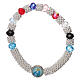 Catholic one decade rosary bracelet in semi-crystal with multi-color faceted beads, 3x5 mm s1